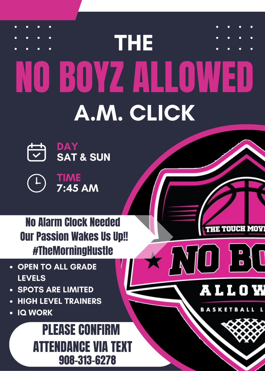 NoBoyzAllowedBB's tweet photo. We Back At It Tomorrow (Sunday, October 1st) #TheMorningHustle #ComeGetThisWork
The No Boyz Allowed 
AM Click Will Be Held At 

The Miller Center 
161 First St 
Elizabeth, NJ @NJLadiesHoops @NYGHoops @imHERhoops @Hharmon42 @lmclemore2 @Aleah_li8 @smithtaleiyah1 @ballerkeis https://t.co/0zauZHvSbC