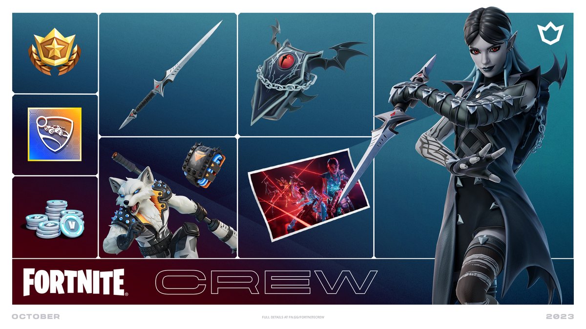 Nothing is beyond the reach of the shadows 🌑

Sneak away with Shimmerdusk and her Pickaxe, Back Bling and loading screen and start her collection of Legacy Styles, available for subscribed Fortnite Crew Members!