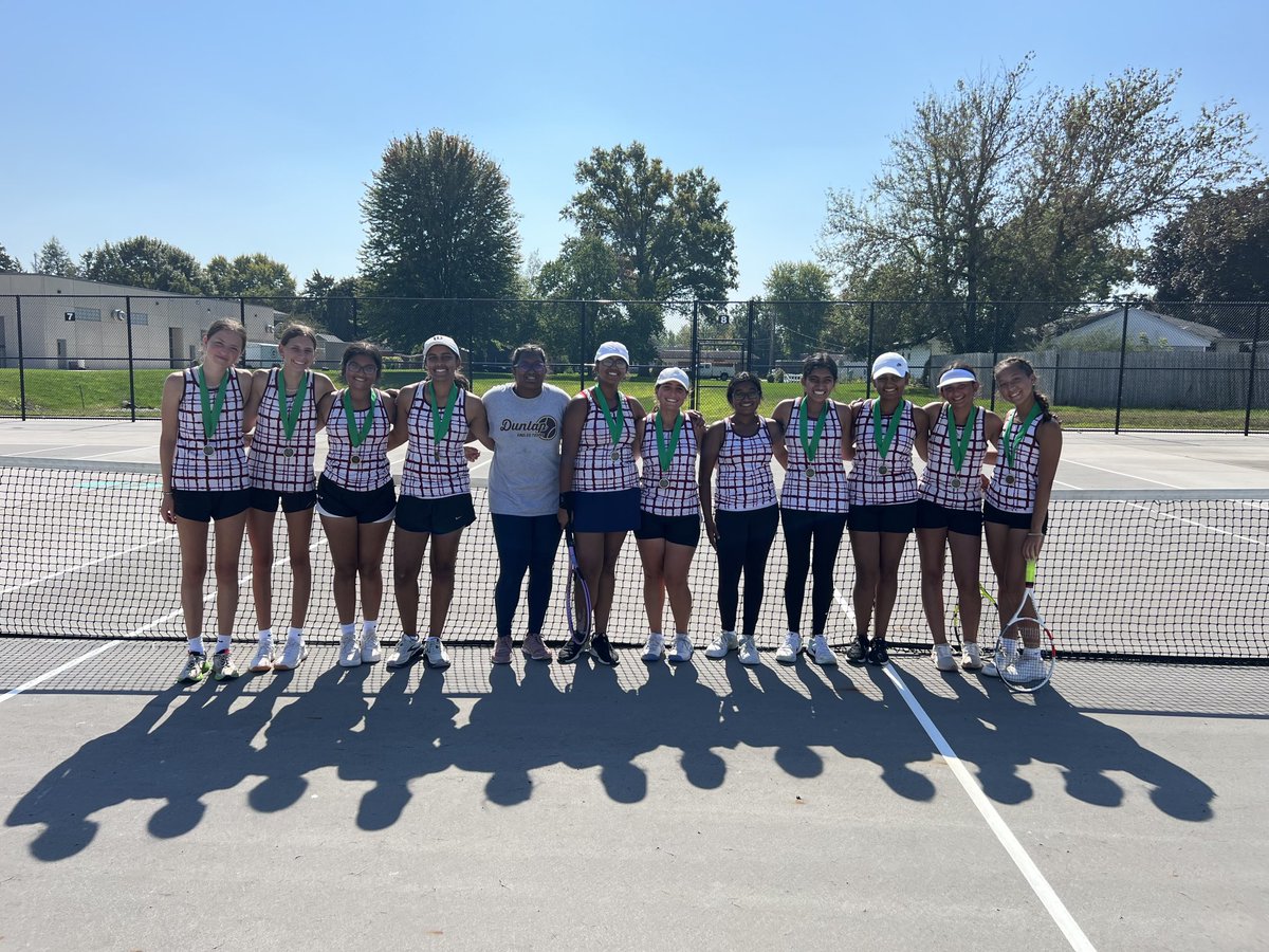 MrAllisonMath's tweet photo. ⁦@Dunlaptennis⁩ ⁦@DunlapAthletics⁩ ⁦@EagleBaseb_DHS⁩ Brought home lots of hardware from Geneseo. Mahek &amp; Hasini 5th &amp; 6th at 1S; Simran &amp; Aasritha 3rd &amp; 7th at 2S; Sydney-Sophia &amp; Sarah-Neha 2nd &amp; 5th at 1D; Reese-Simeera &amp; Sanvi-Noelle 1st &amp; 2nd at 2D https://t.co/J6JYpeMXGm