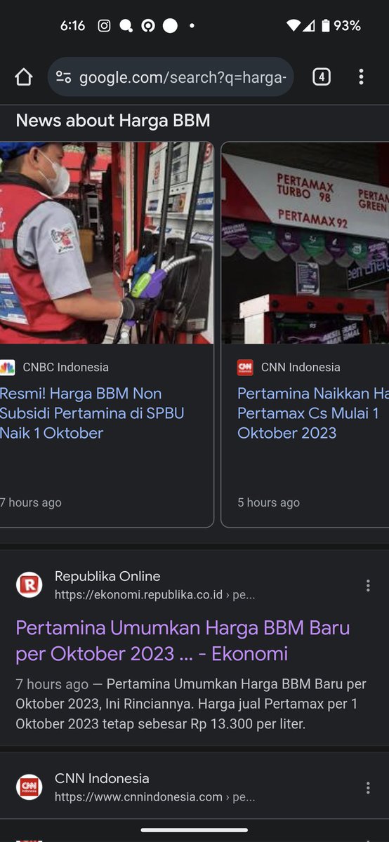 ferrytjen's tweet photo. Yang benar yang mana ya? Per 1 oct 2023 06:15 wib  cnbc dan CNN bilang naik, liputan6, Republika dan other lokal bilang gak naik.. https://t.co/lwN4k6f0zL