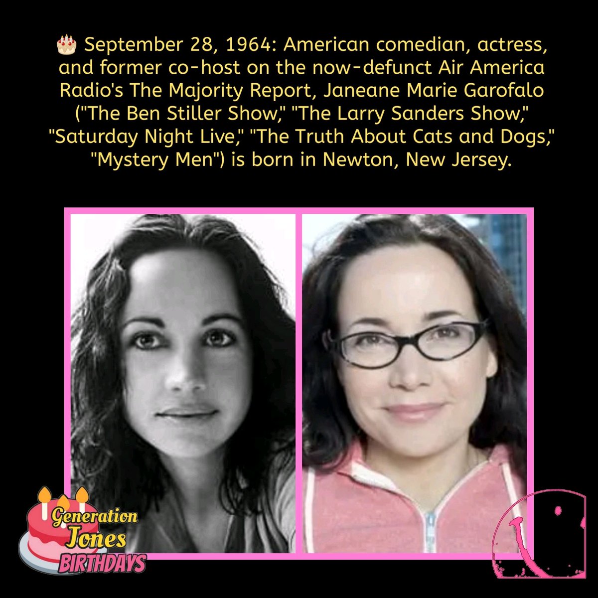 🎂 September 28, 1964:
#comedy #politics #janeanegarofalo #themajorityreport #mysterymen #borninthe60s #whoisgenerationjones #generationjones #history #bornonthisday #borntoday #happybirthday