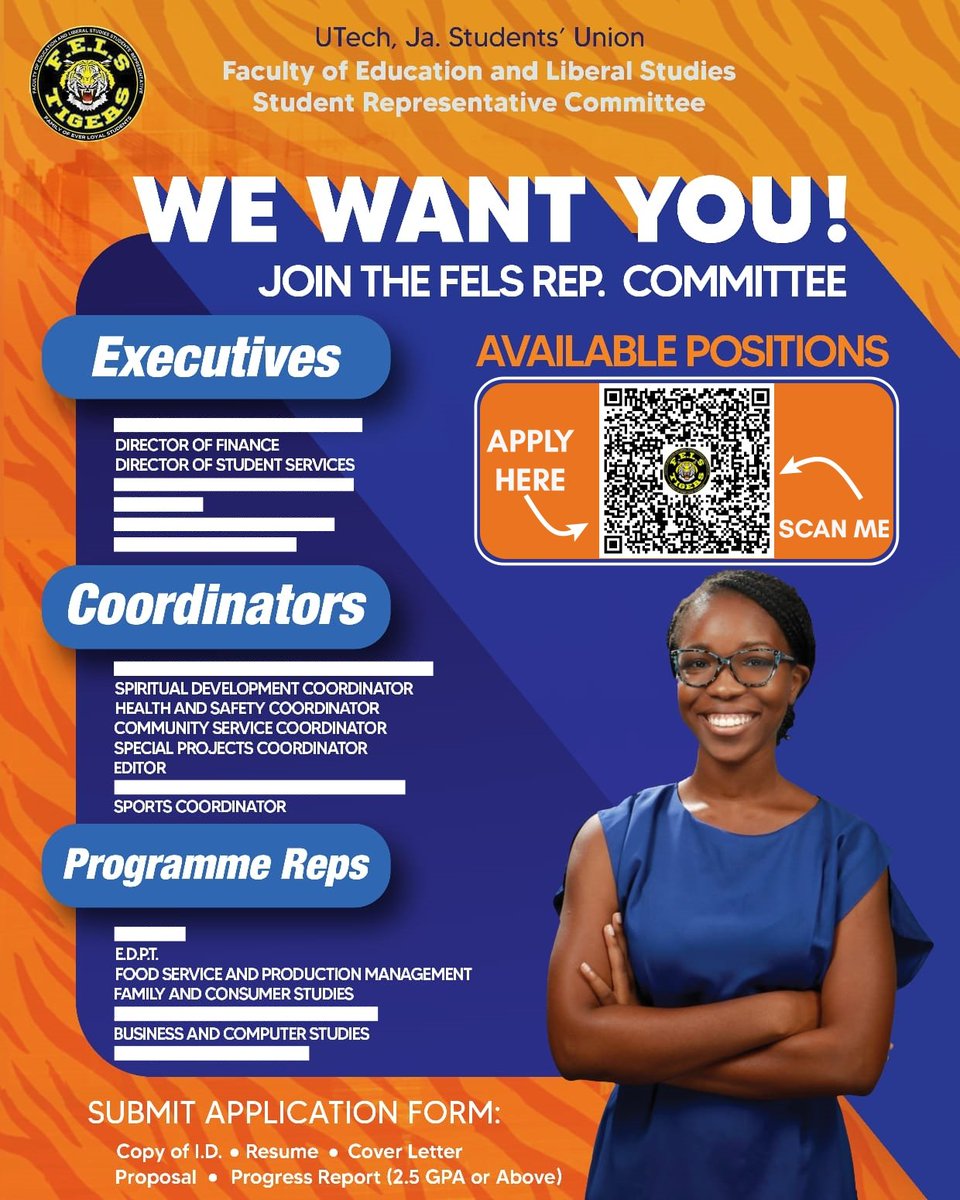 Fels_tigers's tweet photo. 🐯Tigers🐯

We need YOUR skills! 🧩YOU are the missing piece to this committee🧩

Join the FELS Students' Representative Committee for the academic year 2023/24 and help us bring back that R.O.A.R to FELS together🐯💪🏾. 

Scan the QR below or apply here: https://t.co/AoNCeXT21y https://t.co/UKlKxH5ma4