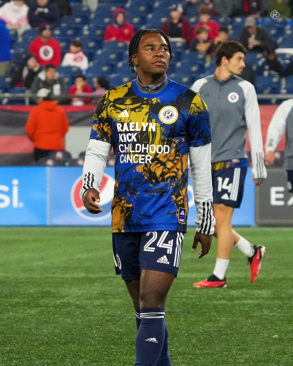 NERevolution's tweet photo. Tonight, players are wearing #KickChildhoodCancer training tops during pregame warmups, each top featuring the name of a local pediatric cancer patient 💛🎗️

Following the match, players will sign their respective tops before they are sent to the patients. https://t.co/7McwPu3wxu