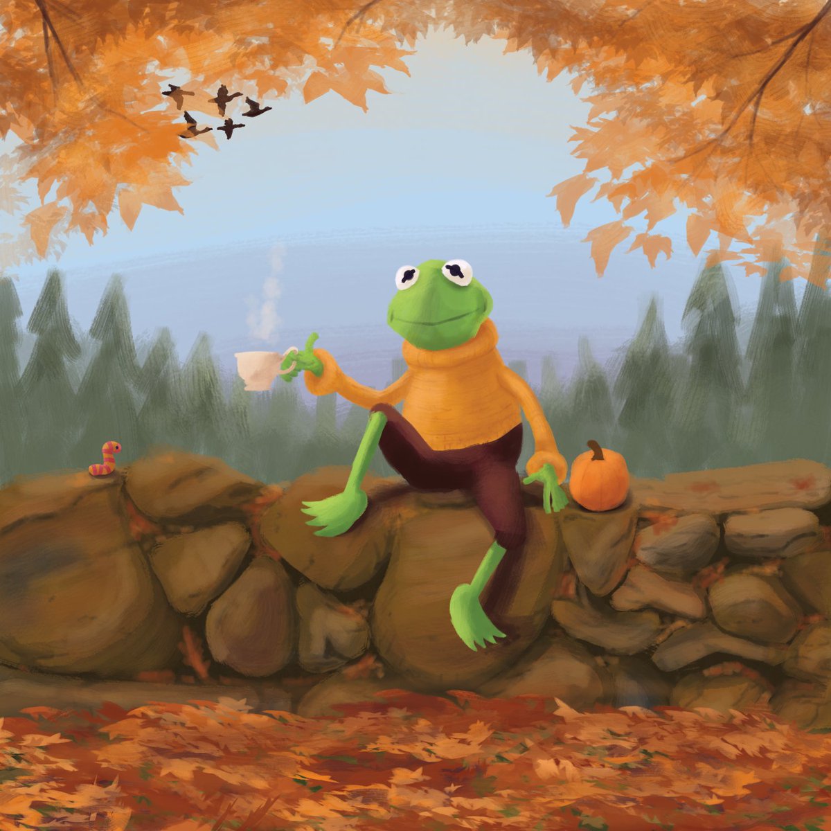 🎃🍂☕️October is here and Kermit is always fashionably ready. Are you? 

#themuppets #kermitthefrog #AutumnVibes #fall