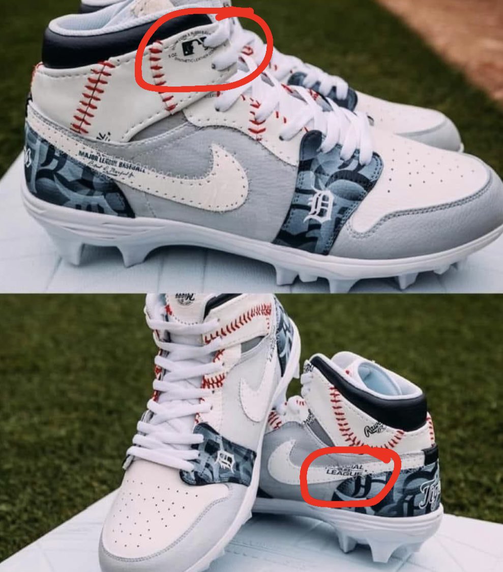 LeaguesBaseball's tweet image. Tigers gave Miggy some shoes made out of milestone balls they bought at Walmart?