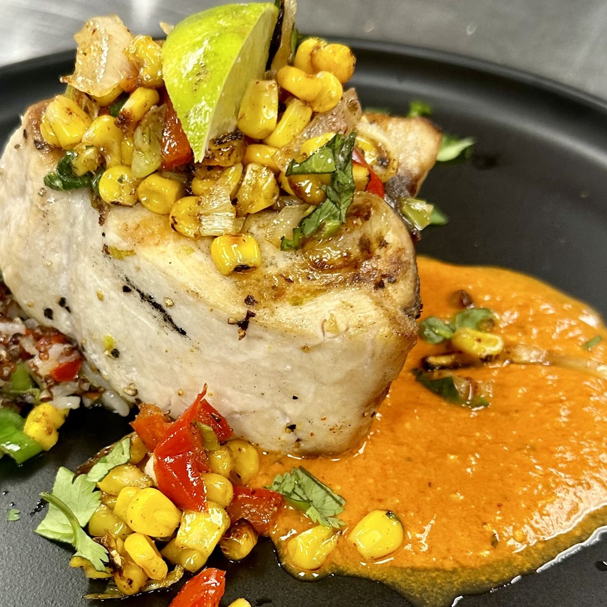 Grilled swordfish with chipotle lime slaw, grilled corn relish and a roast pepper cream

📷 Share your dining experience with us! Tag @LakeOfIsles and use #LakeOfIslesEats to be featured on our page.