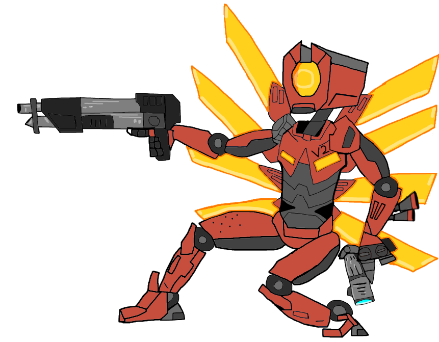 HaydenCyber's tweet photo. first time drawing v1 and a v2 bonus alt I did #ultrakill #newblood #hakita #art #v1 #v2 https://t.co/Hf9zYgIC4X