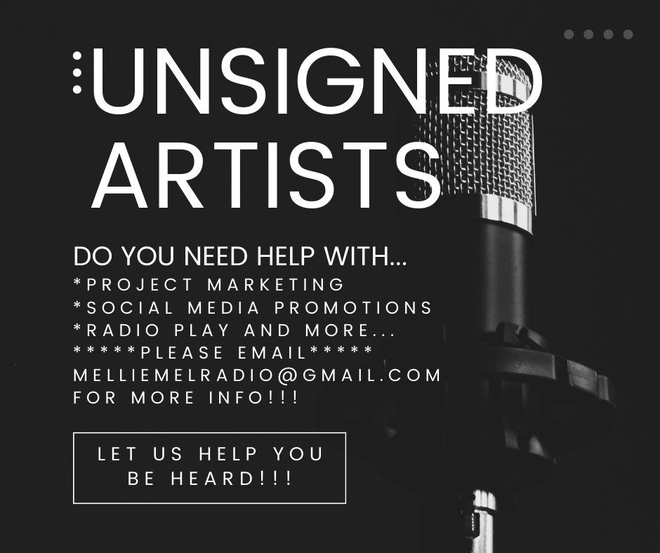 MELLIEMELRADIO's tweet photo. Unsigned artists do you need help promoting your next project??? Let us help you!!! #rap #singing #unsignedartist #unsigned #unsignedrapper #unsignedhype #unsignedartists #unsignedtalent https://t.co/qDxRp1zz4Q