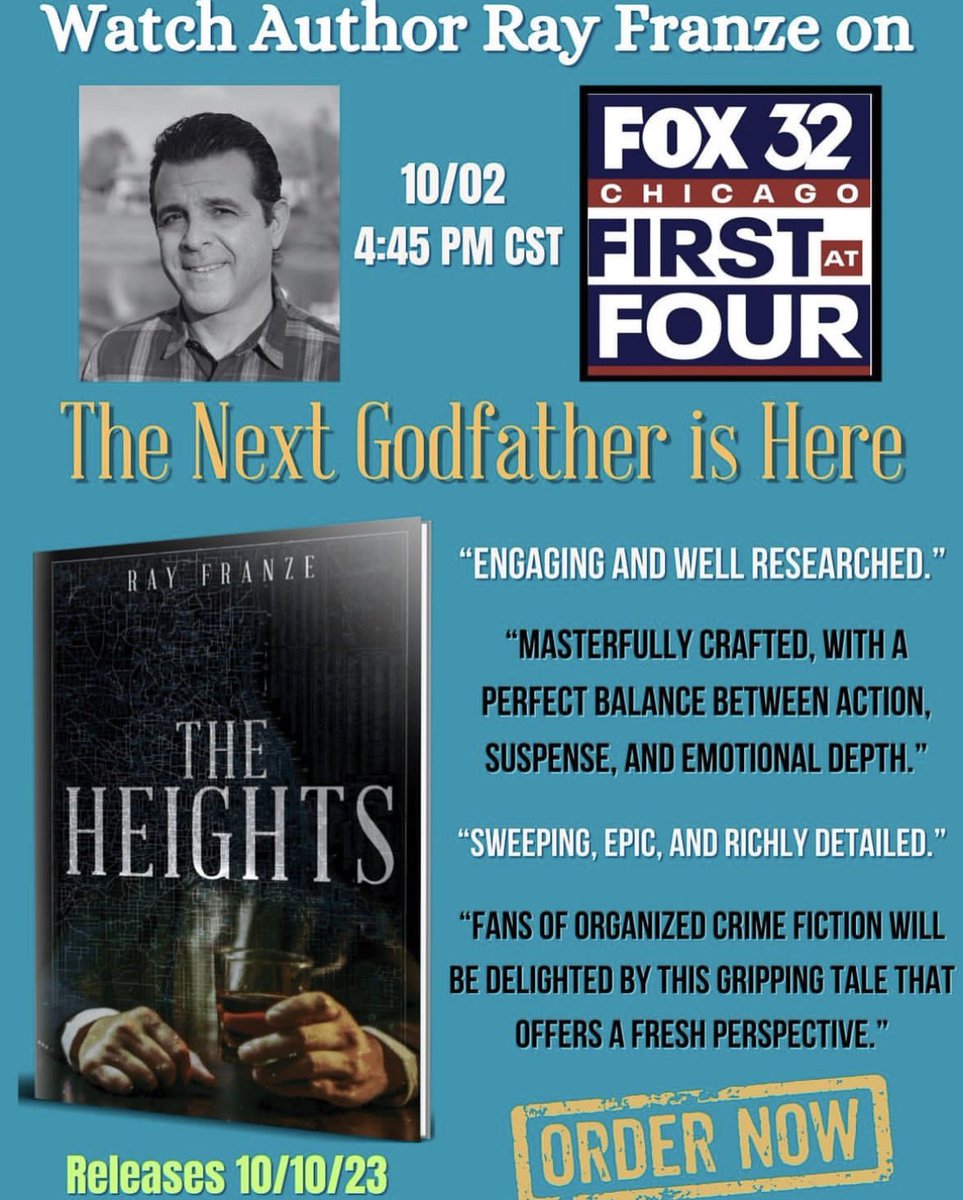 Excited to be on @fox32news #FirstatFour Monday to discuss my #novel #TheHeights. #historicalfiction #CrimeFiction #historicalcrime #mob #ChicagoOutfit #mafia
