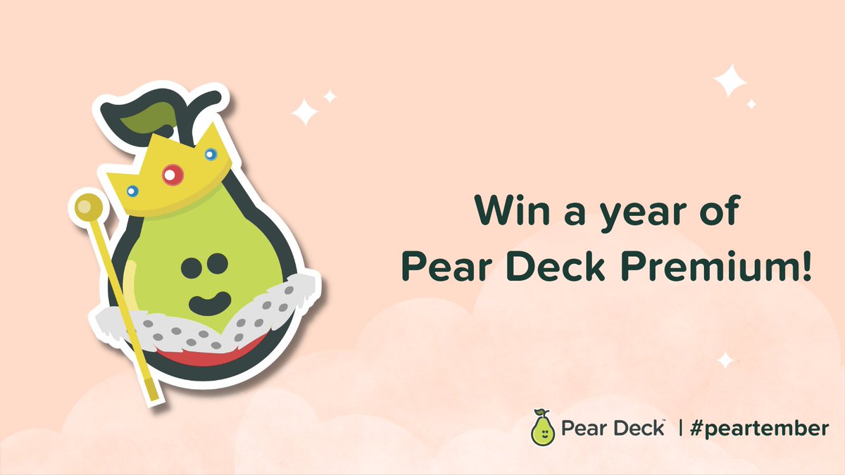 PearDeck's tweet photo. Educators, it's your last chance to score this #Peartember! β° Today's final Peartember giveaway is for one free year of #PearDeck Premium for you and a fellow teacher friend.
To enter, ensure you're following us @PearDeck, and tag the educator in the replies. π https://t.co/sSDdyx9GHE