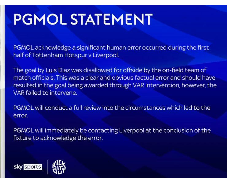 Some things can not be defended. 

Football must learn from this and it must made public what went wrong.

Stated at half time, that it was mystifying why the VAR lines were not shown as per protocol with VAR.