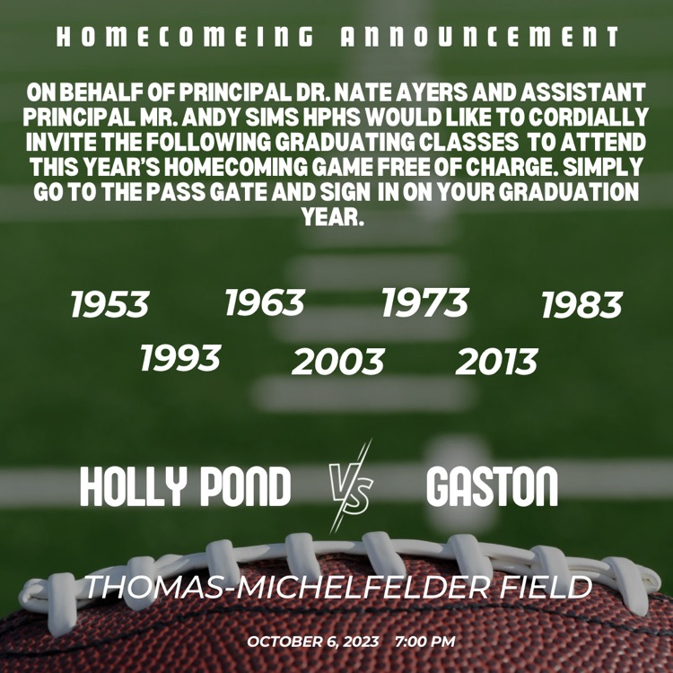 HollyPondHigh's tweet photo. Homecoming announcement!! https://t.co/xyTyhA0k3I