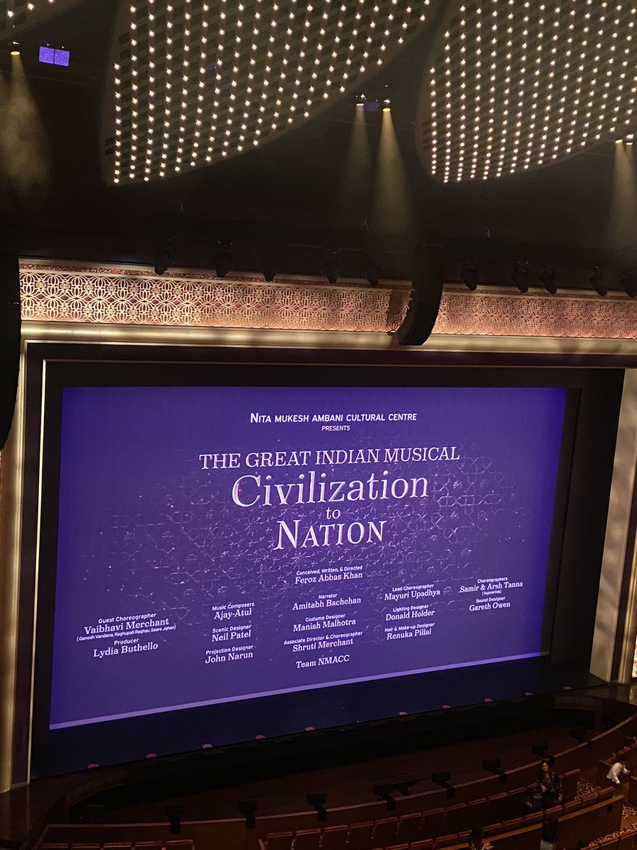meetishah's tweet photo. Just witnessed the best show till date, The Great Indian Musical - Civilisation to Nation at @nmacc_india. Thank you #NitaAmbani and the entire team of CtoN, for presenting the art and the beauty of Indian culture. Truly recommended. Prepare to be spellbound! https://t.co/7EOp09gM6m