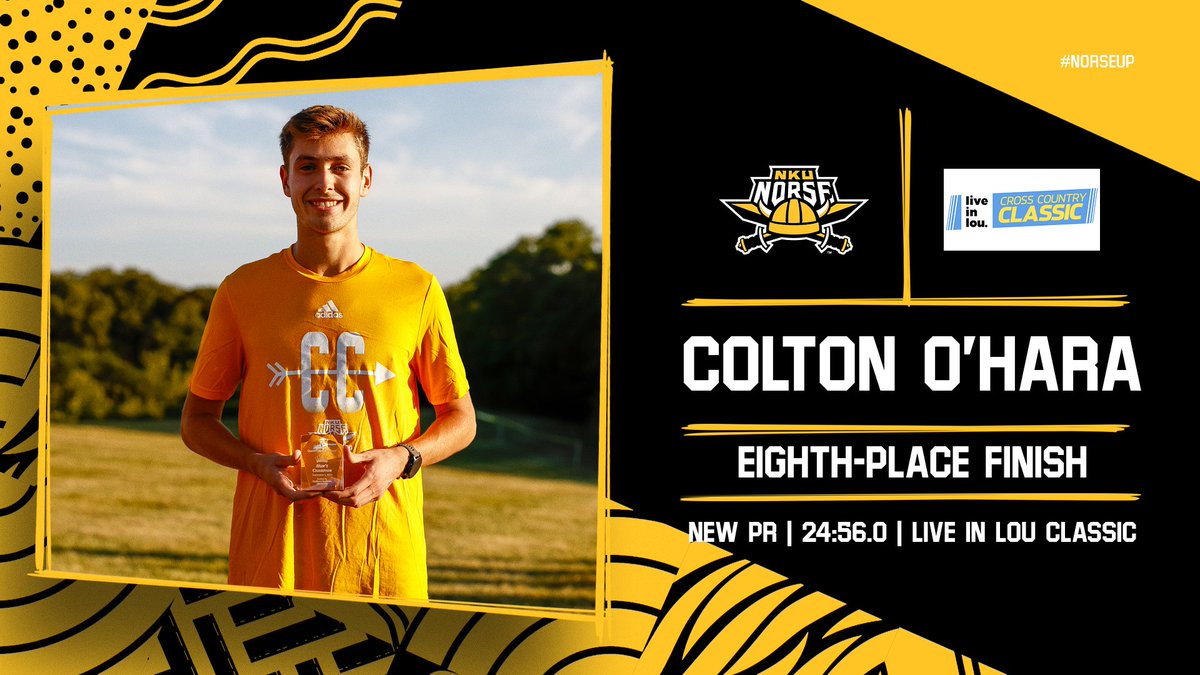 That's a 𝗧𝗢𝗣-🔟 𝗙𝗜𝗡𝗜𝗦𝗛 for 𝗖𝗢𝗟𝗧𝗢𝗡 𝗢'𝗛𝗔𝗥𝗔‼️

The sophomore sets a new personal best with a 24:56.0 performance over 8K to claim 𝗘𝗜𝗚𝗛𝗧𝗛 𝗢𝗩𝗘𝗥𝗔𝗟𝗟 in a field of over 429 student-athletes at the Live in Lou Classic! 🔥

<a href="/NKUNorse/">Northern Kentucky Athletics</a> | #NorseUp