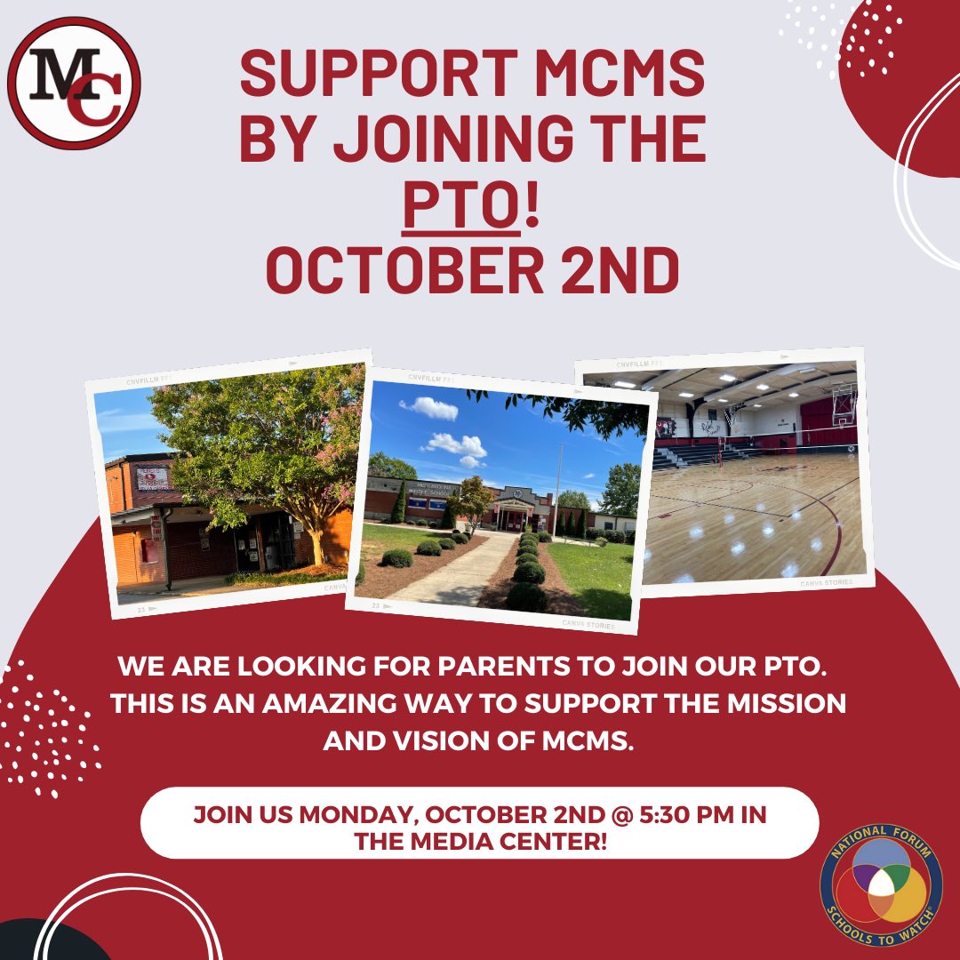 Calling MCMS Parents- Come out on Monday, October 2nd for our PTO meeting!