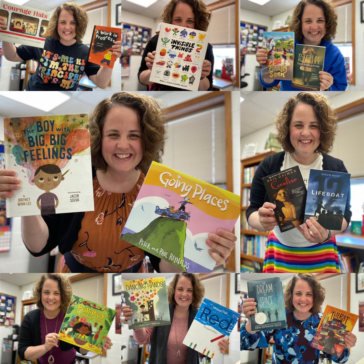 StefaniePitzer's tweet photo. Here’s to the first month of We Read Wednesday (picture books to K-4) &amp; First Chapter Friday (chapter books 5-8) ✅ 
Reading at lunch is my jam! The connections I get to make w/ my readers fills my 🩷 #momsasprincipals #PrincipalOfficeHours #PrincipalClubhouse #Pitzer2a #Pitzer2b https://t.co/602jy7kjF6