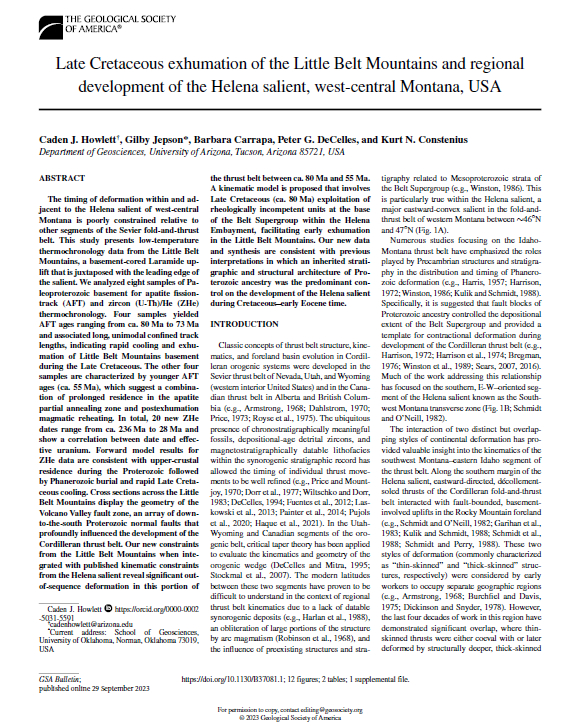 New paper in GSA Bulletin with low-T thermochronology constraints from the northernmost Laramide province.  We also synthesize the space-time evolution of deformation in the Montana segment of the Sevier belt. Hoping it's useful! 💙
pubs.geoscienceworld.org/gsa/gsabulleti…
#GSAPubs #geology