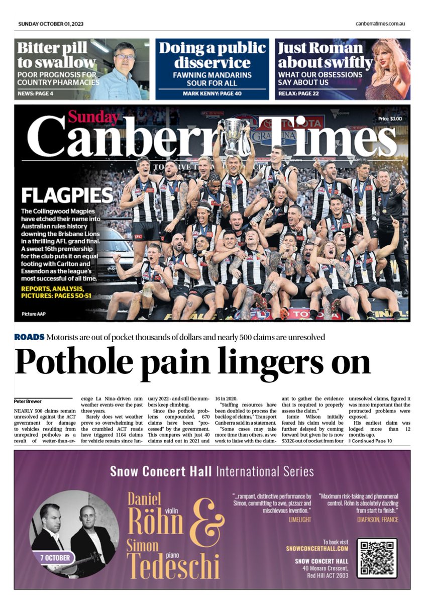 Good morning, Canberra. It'll be a sunny and windy Sunday with a top of 29 degrees. Here's today's <a href="/canberratimes/">Canberra Times</a> front page | <a href="/brewski01/">Peter Brewer</a> 
canberratimes.com.au/subscribe