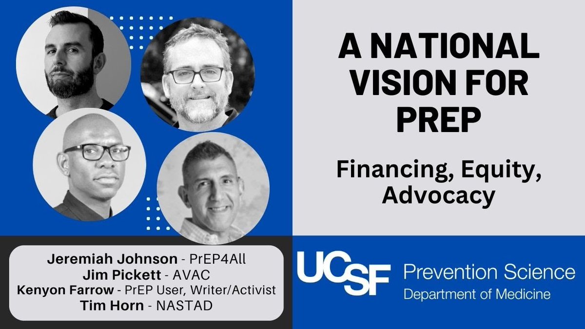 UCSFCAPS's tweet image. youtu.be/xt7k_x0u8PA - VIDEO. A National Vision for PrEP. Join national experts to learn current and emerging #PrEP funding landscape strategies.

#NatlPrEPProgramNOW