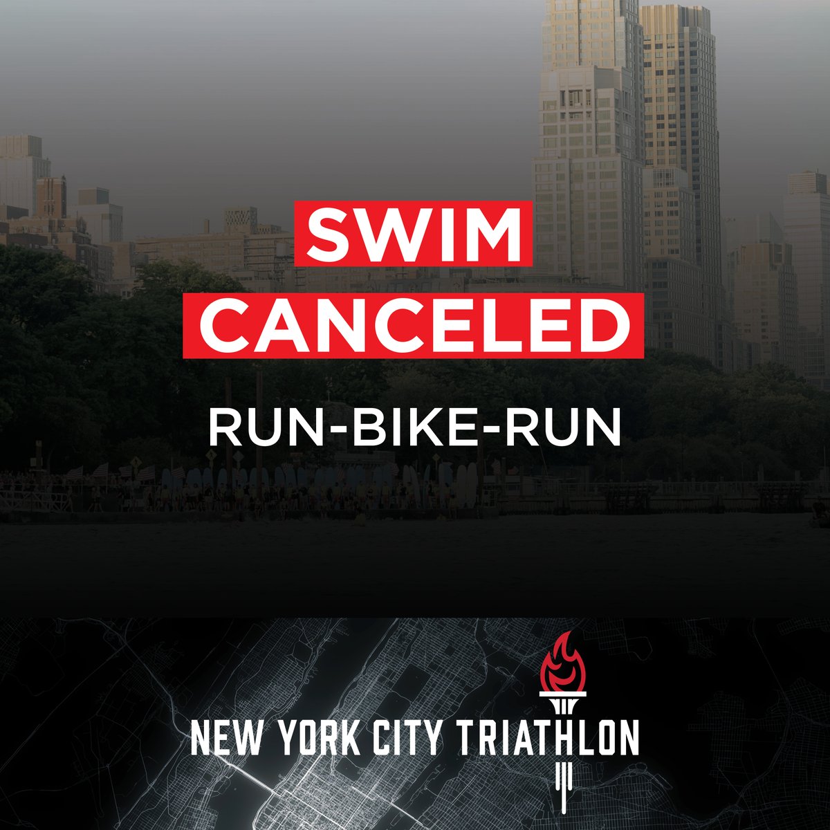 Water quality concerns in the Hudson River from the recent rainfall have prompted officials to cancel the swim portion of this year’s NYC Triathlon. As a result of this decision, the event has been altered to a run/bike/run format. Full info: nyctri.com