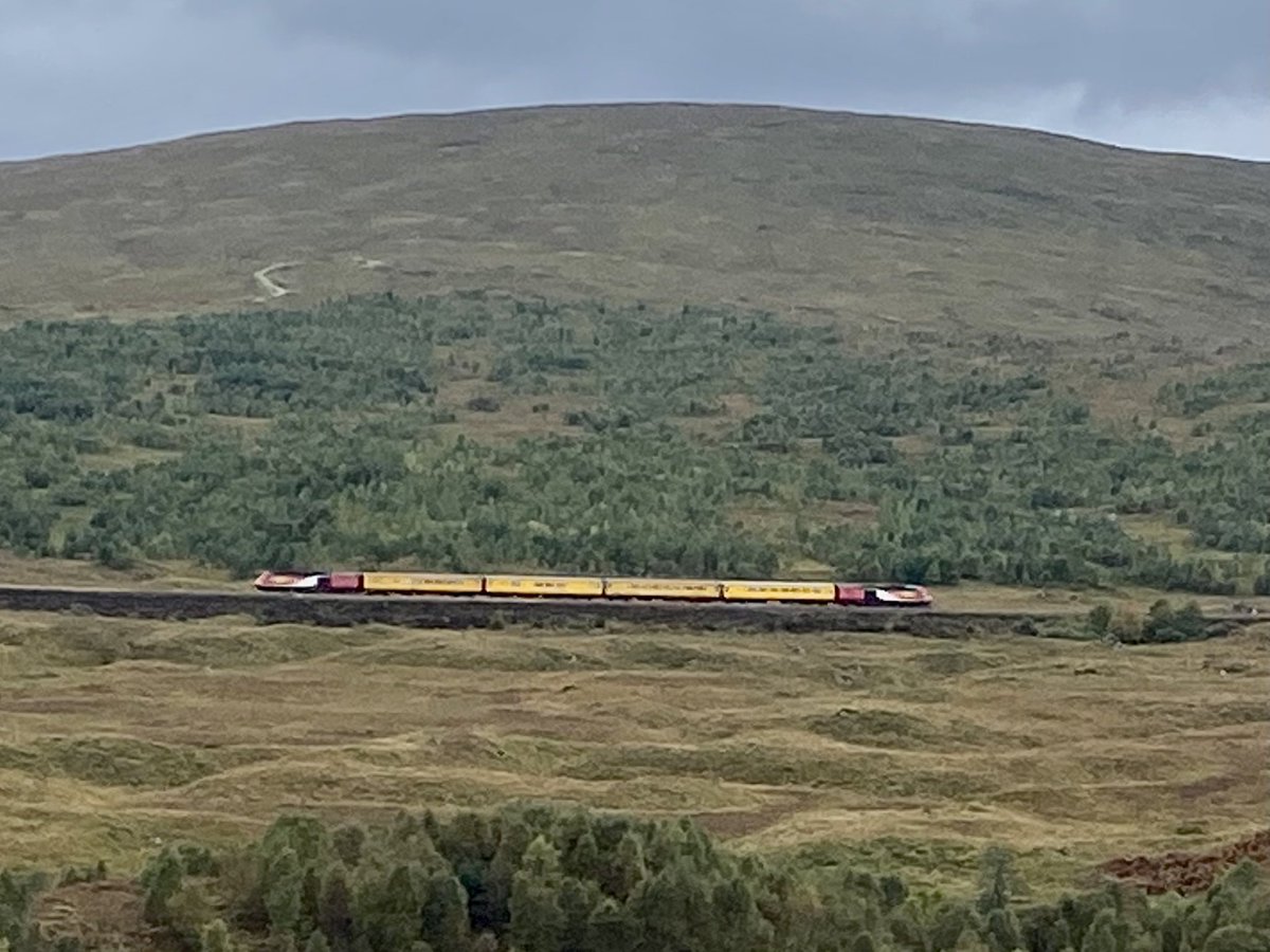 A special treat for rail enthusiasts today on the West Highland Line between Rannoch and Corrour in the form of the Network Rail New Measurement Train. Thank you <a href="/FWHLines/">Friends of the West Highland Lines</a> for identifying the train for me.