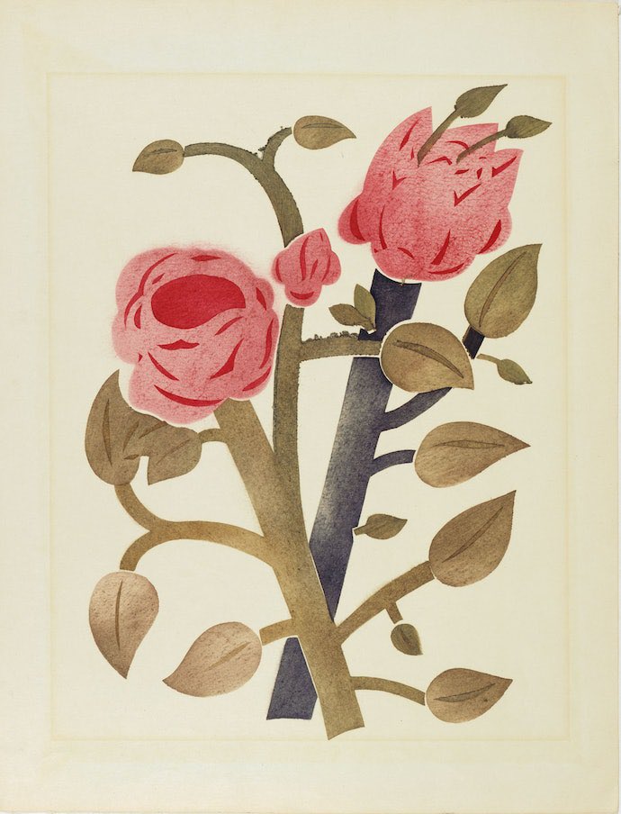 Vasyl Yermilov, Decorative motif. Roses, 1960s