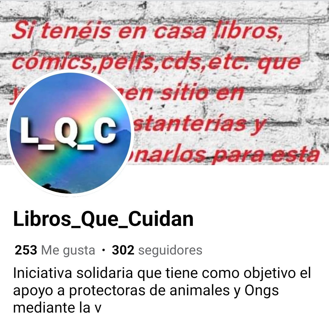 Queremos agradecer a Libros_Que_Cuidan la estupenda iniciativa para recaudar dinero y ayudar a los más necesitados, entre ellos nosotros.
Por favor no dejéis de colaborar si tenéis libros que ya no uséis, su donación nos servirá de mucho.
facebook.com/noscuidan2021