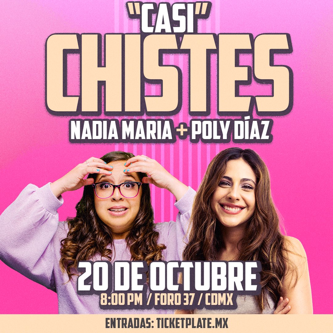 Nueva fecha de #CasiChistes 20 de octubre … con invitada que Mamma Mia 🤌🏻 ✨✨ <a href="/atentamentepoly/">Poly Diaz</a>  ✨✨
Les dejo el link porque hoy cobraron… aprovechen:
ticketplate.com/checkout/casi-…