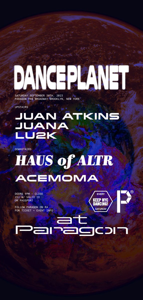 Ace_MoMA's tweet photo. we playin Paragon, Dance Planet 
all night!  tonight !
 in the basement! 
Juan Atkins upstairs ! 
join us! 
 @moma_ready @acem0 https://t.co/QlOfnL97uq
