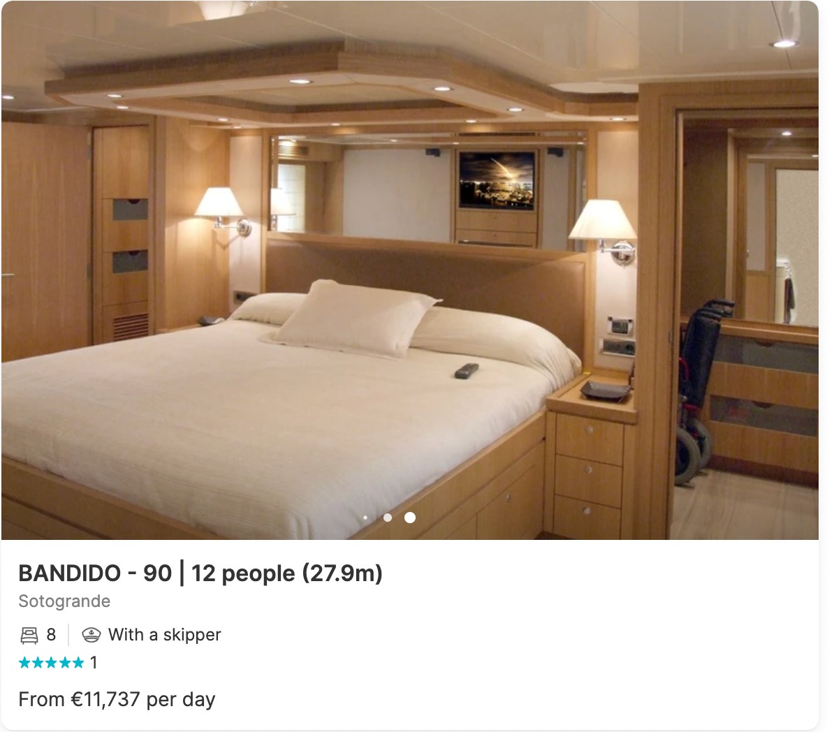 Aunque no lo crean el barco que alquilo Insaurralde se llama "Bandido". 12 mil euros por día.