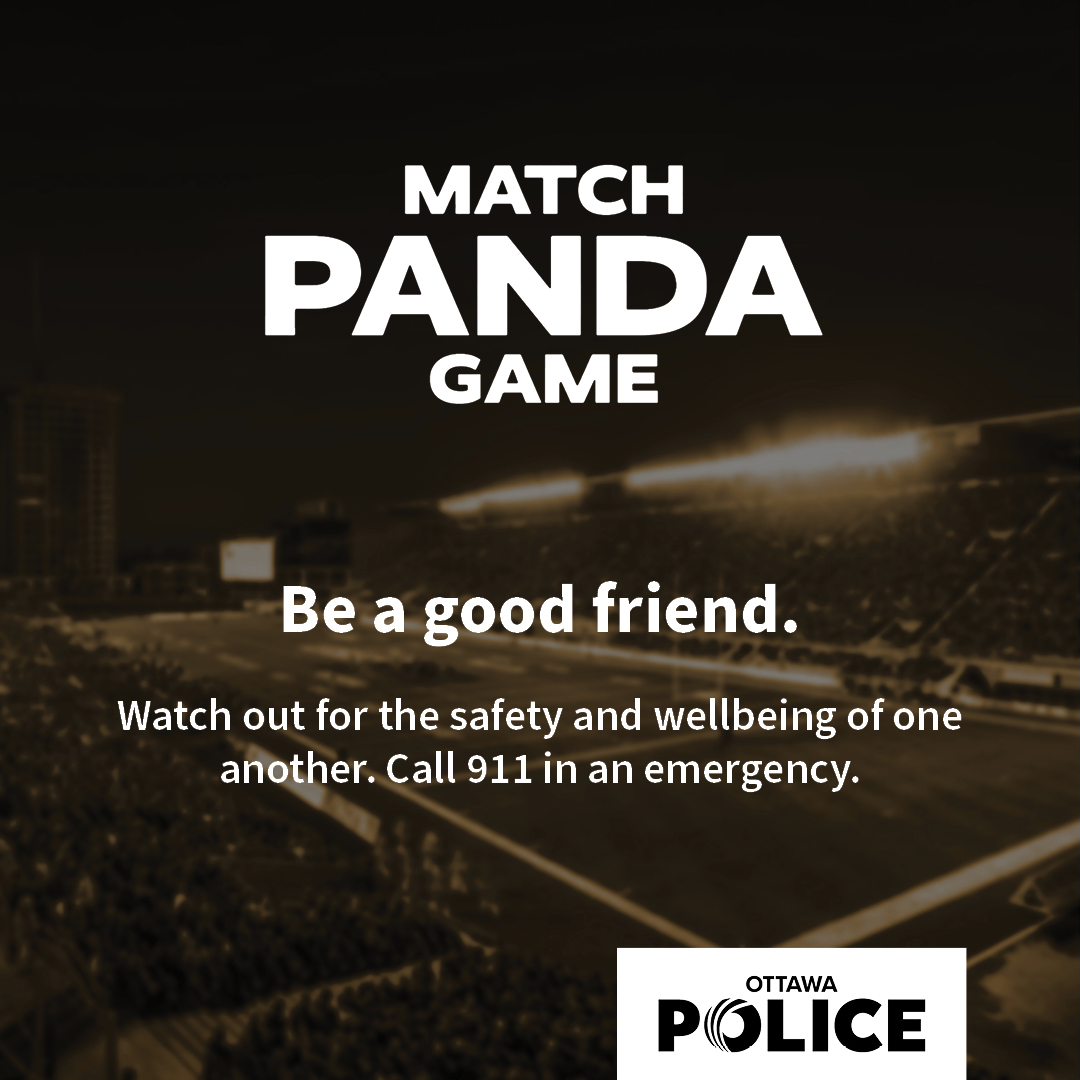 OttawaPolice's tweet photo. Be a good friend. Watch out for the safety and well-being of one another. Call 911 in an emergency. #PandaGame
~
Soyez un bon ami. Pour la sûreté et le bien-être de chacun, veillez les uns les autres. En cas d’urgence, faites le 9-1-1. #MatchPanda https://t.co/j5UhCrcBiS