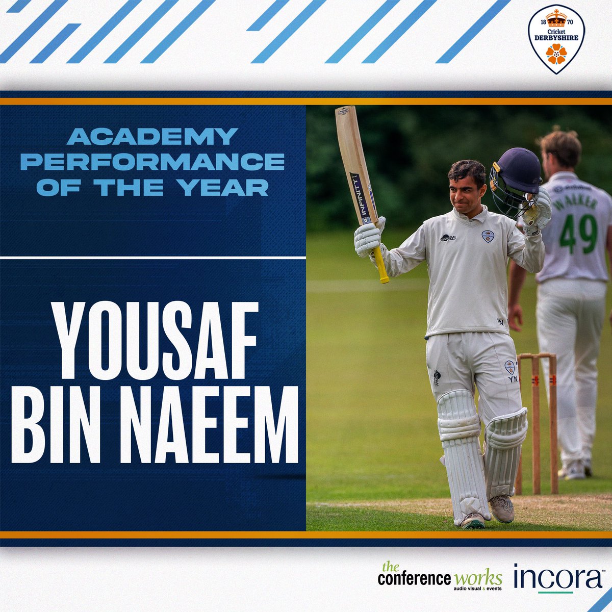 The 2023 Chris Warne Shield for Academy Performance of the Year is awarded to 𝐘𝐨𝐮𝐬𝐚𝐟 𝐁𝐢𝐧 𝐍𝐚𝐞𝐞𝐦 for his brilliant maiden Second XI Championship century, aged just 17-year-old! 🏆 #WeAreDerbyshire #OneClubOurCounty