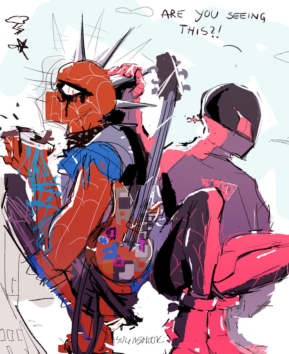 sugashook_'s tweet photo. patrol doodle #AcrossTheSpiderVerse #punkflower https://t.co/2vTlrqZPIZ