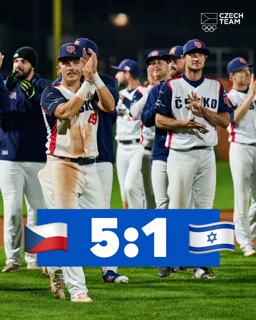 olympijskytym's tweet photo. Češi končí na domácím mistrovsví Evropy pátí! 🙌🏻 Velká gratulace k dnešnímu výkonu. 🔥 Baseball jde u nás každým dnem dál a domácí šampionát s vyprodanými stadiony je toho důkazem. ❤️ DĚKUJEME! #jedentym #eurobaseball2023 @BaseballCzech https://t.co/9o2OK7ZbV4
