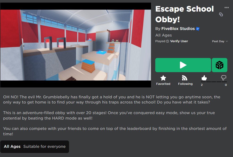 fivebloxstudios's tweet photo. FiveBlox Studios is back with another adrenaline filled game, introducing our latest creation: “Escape School Obby”🌟🏫

Gather your friends, hit that play button and let the adventure begin!🚀

Play Now: https://t.co/7ePmP5erf0

#ROBLOX #RobloxDev #gamedev https://t.co/IhjuTqQVij