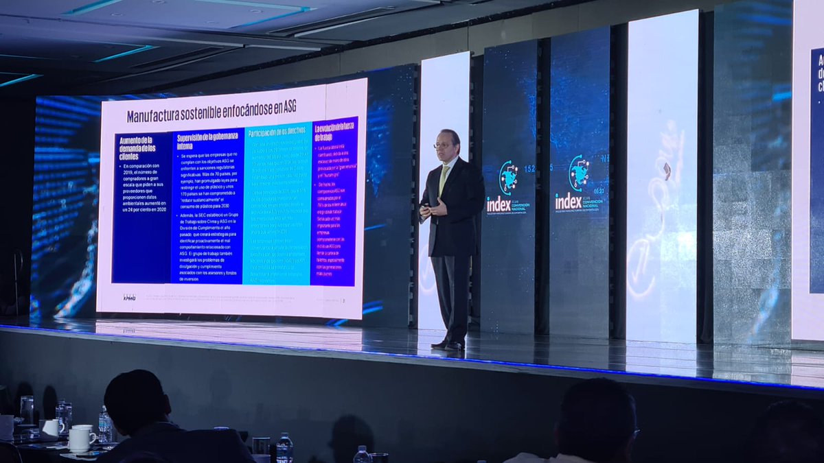 APagesT's tweet photo. Convención anual de #Index industria #manufacturera de exportación sobre sus retos #ASG y modelos de negocio de #economíacircular. 18.8% del valor agregado del PIB, #GEI del 25% del total. @KPMG #asesoria #sostenibilidad #ESG y #cambioclimático https://t.co/OTubQttVXu