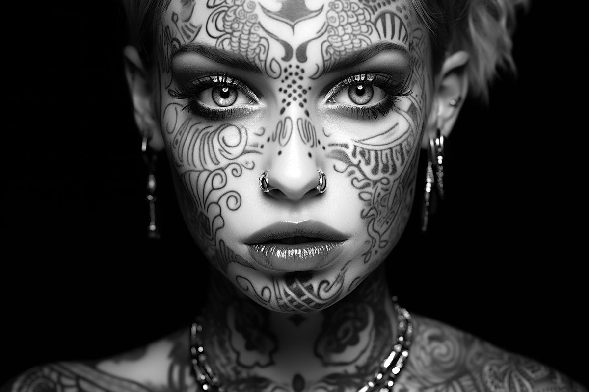 Nouvelle série 'Dv8'
#aiart #aiartists #aiartcommunity #midjourney #midjourneyart #aiartwork #blackandwhitephotography #blackandwhitephotographylovers #tattoos #piercing #alternative #alternativemodel