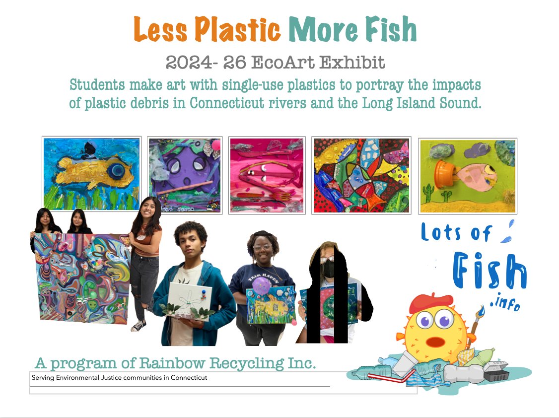 LottaFish's tweet image. Less Plastic, More Fish touring exhibit and maker workshops is gearing up for its 2024 tour.  We are now accepting hosting requests in Bridgeport, Hartford, and New London! #LessPlasticMoreFish
