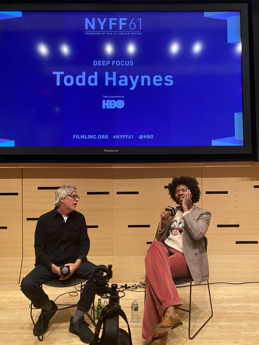 “This is Todd Haynes. His name is now a verb. He is a father to many. I am one of his children. I hope he accepts me.” - @jeremyoharris introducing Todd Haynes, director of @MayDecemberFilm for his #NYFF61 Deep Focus talk