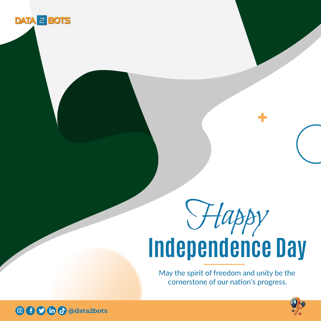 data2bots's tweet photo. Today we celebrate Nigeria at 63!

A Nation great and strong. Africa's pride and a Giant indeed.

May the spirit of freedom and unity be the cornerstone of our progress. Happy Independence Day Nigerians.

#october1st #independenceday #Nigeriaat63 #celebratingNigeria #data2bots https://t.co/JrlBKmMQmg