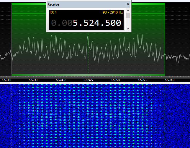 geoff_mcmaw's tweet photo. Three new 'odd' signals over the last few days. These have appeared at (centre freqs) 4487.5, 5524.5 &amp; 5711.5 kHz. All around 2.8k wide. Similar to Russian 'Buzzer' signals. Hrd UK, #airspyhf #longwire 2049z https://t.co/S2WKCYUDPa