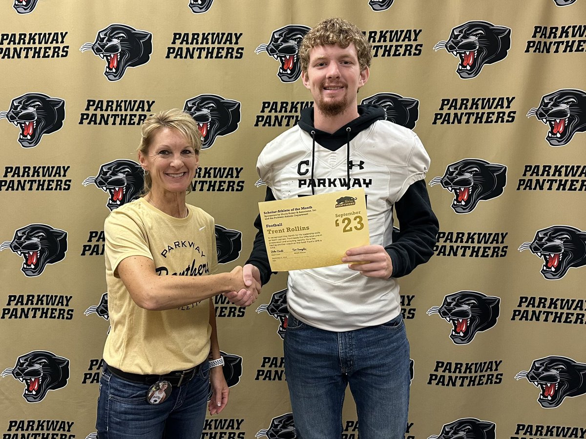 ParkwayAD's tweet photo. Shultz Huber and Associates, Inc. and the Parkway Athletic Department proudly present Trent Rollins as the Scholar-Athlete of the month for Football. https://t.co/w2Jc97k3Rt