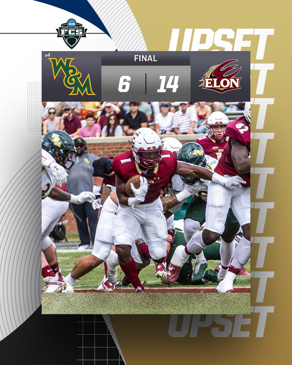 🚨 UPSET ALERT 🚨

<a href="/ElonFootball/">Elon Football</a> upsets No. 4 <a href="/WMTribeFootball/">William & Mary Tribe Football</a>, 14-6

#FCS