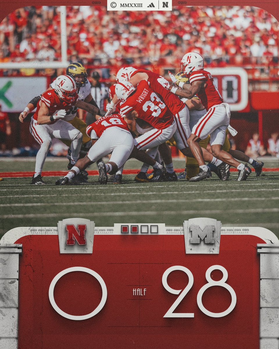 HuskerFootball's tweet photo. Halftime in Lincoln. https://t.co/vUFOtPlm6u