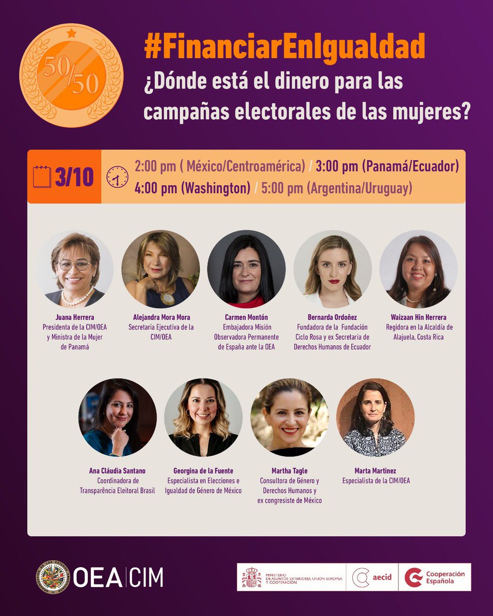 CIMOEA's tweet photo. ¡#Hey!

¿Dónde está el dinero para las campañas electorales de las mujeres?🧐🧐

¡Tenemos que hablar de esto!📢

🗣️Únete a esta conversación y conoce nuestra investigación más reciente. #FinanciarEnIgualdad

Regístrate aquí 🖊️👉 https://t.co/fSUcl6Uhus https://t.co/WV7AsjitYs