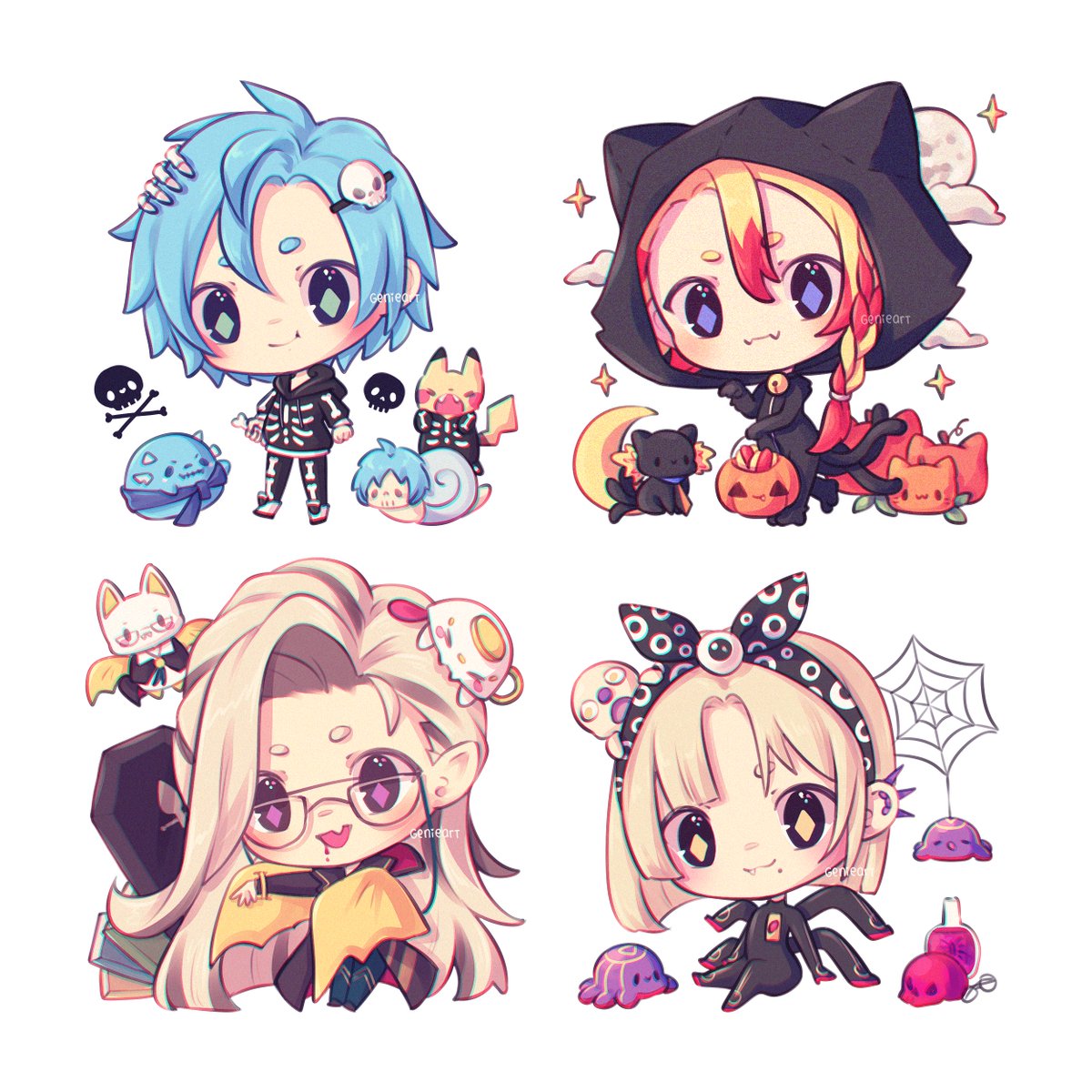 genieart_'s tweet image. Spooky boys 💀🩻🐈‍⬛🎃🌙🦇🧛⚰️🕷️🕸️👁️⚗️
#workofalt #artxel #vespart #magniopus