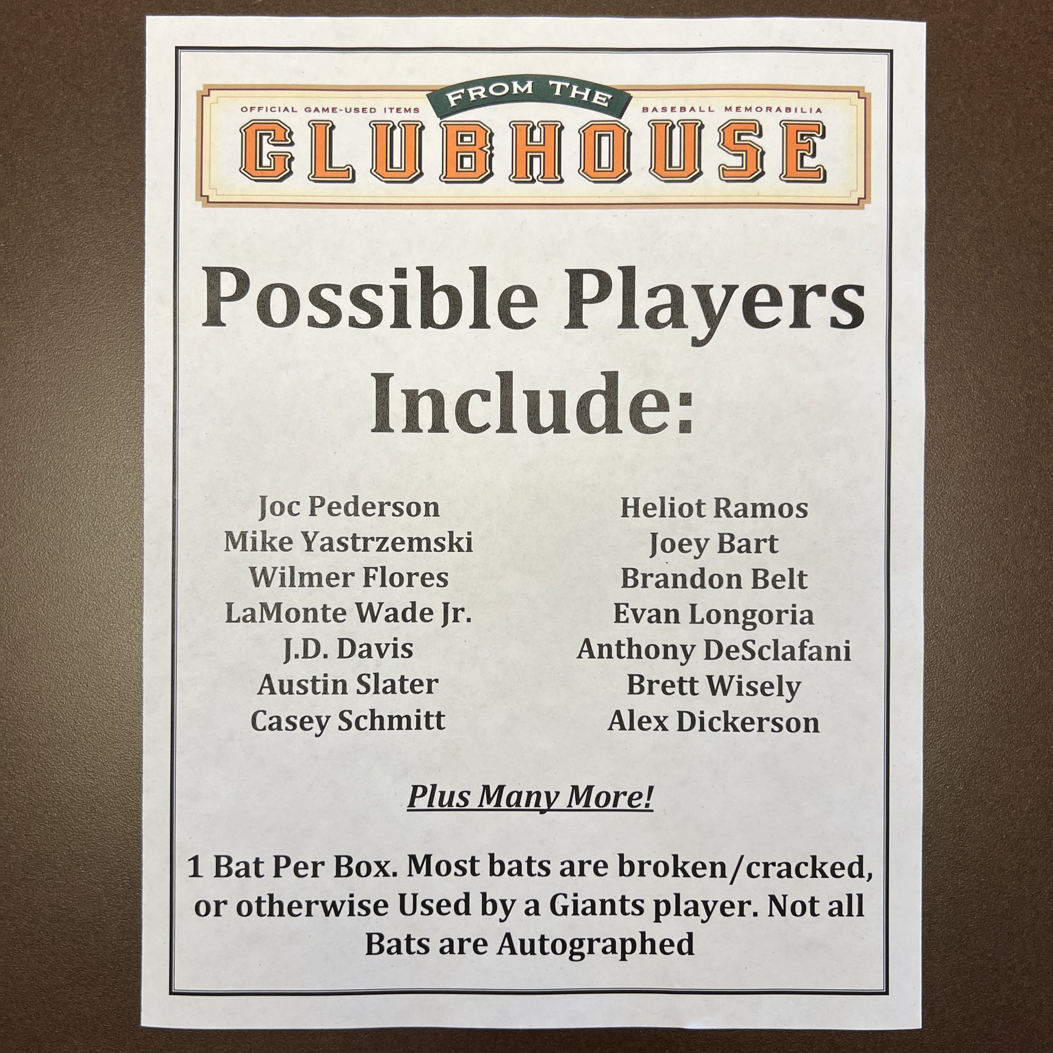 From the Clubhouse - Official Game-used Items