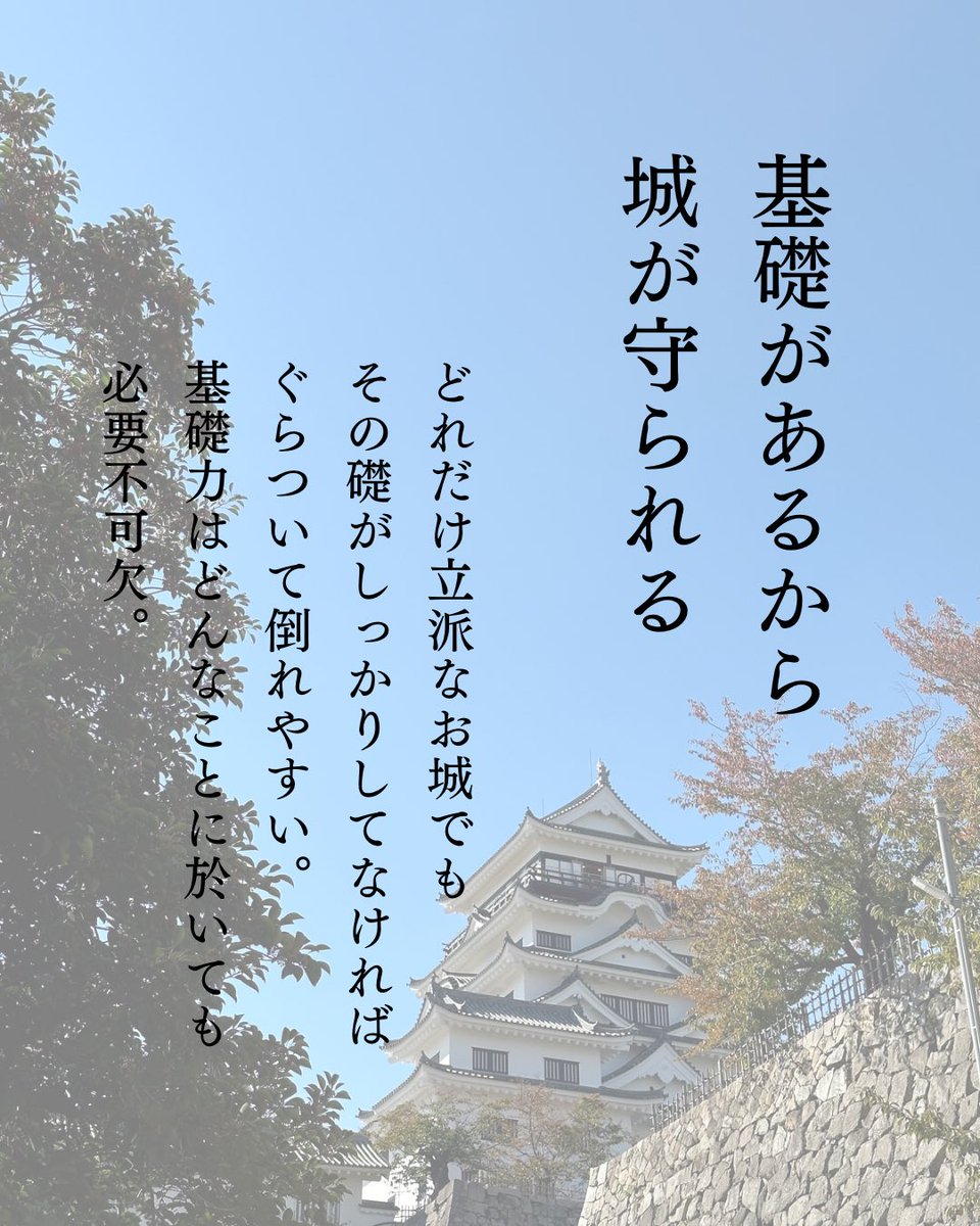 基礎練はつまらなかったけど、中高の部活で毎日強制された。
おかげで大人になっても基礎力の重要さが身についている。
📷広島_福山城