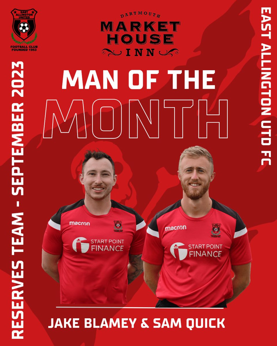 The Market House  Man of the Month Awards - September 2023

First Team:  <a href="/pascoe_josh/">Josh Pascoe</a>
Reserves: <a href="/TheBlamedog/">Jake Blamey</a> &amp;  
<a href="/MrQuickPE/">Sam Quick -PE</a>
Congratulations lads - mugs on their way to you!

#sdfl #Pirates #eastallington #grassroots

🔴⚫🏴‍☠️⚽