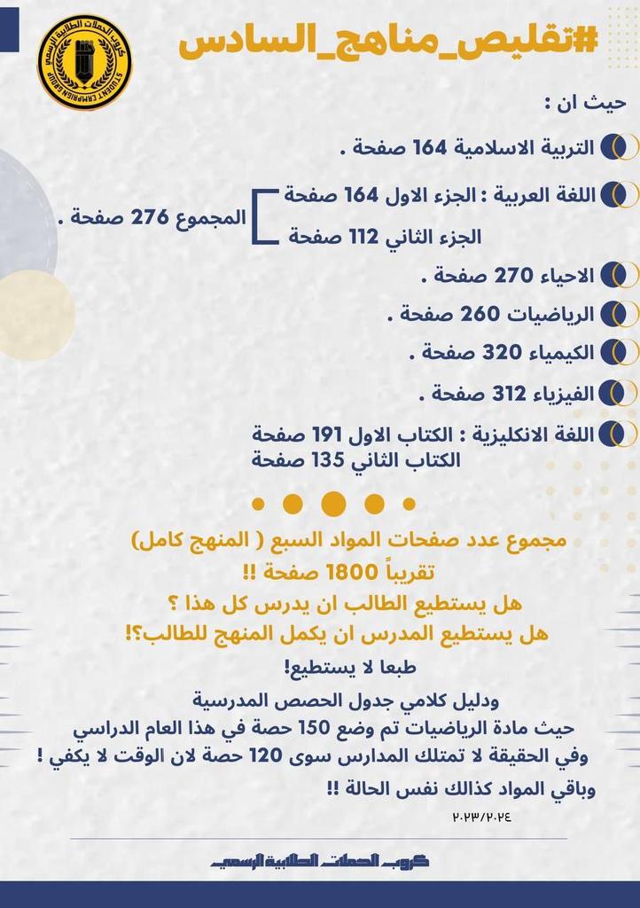 SajadRafed54759's tweet photo. #تقليص_مناهج_السادس
يعني هو التدريس فاشل وتجي تلغي المحذوفات جا شيصير بينه بعد https://t.co/a3ncWjUjgw